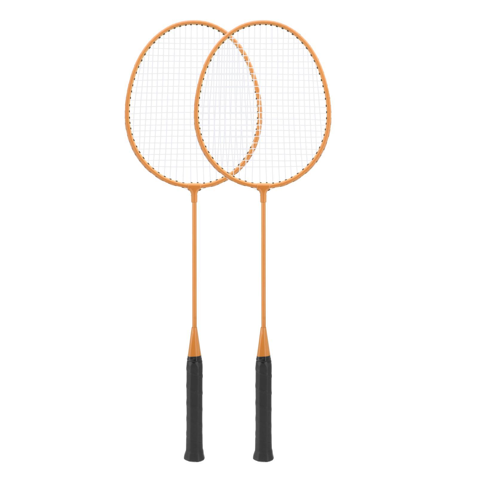 2Pcs Badminton Rackets with 3 Nylon Balls Family Training Badminton Racquets Yellow