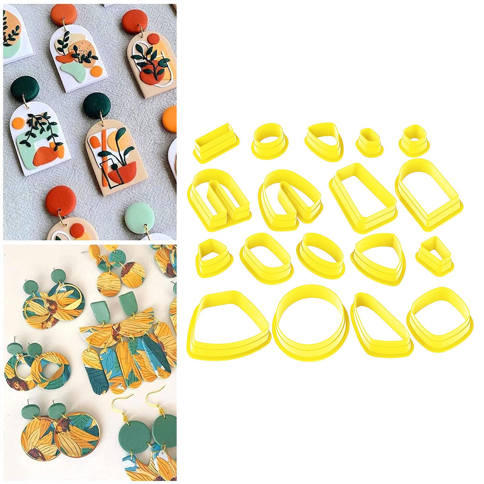 18 Pieces Plastic Polymer Clay Cutters Earring Making Kit Shapes Kids Molds