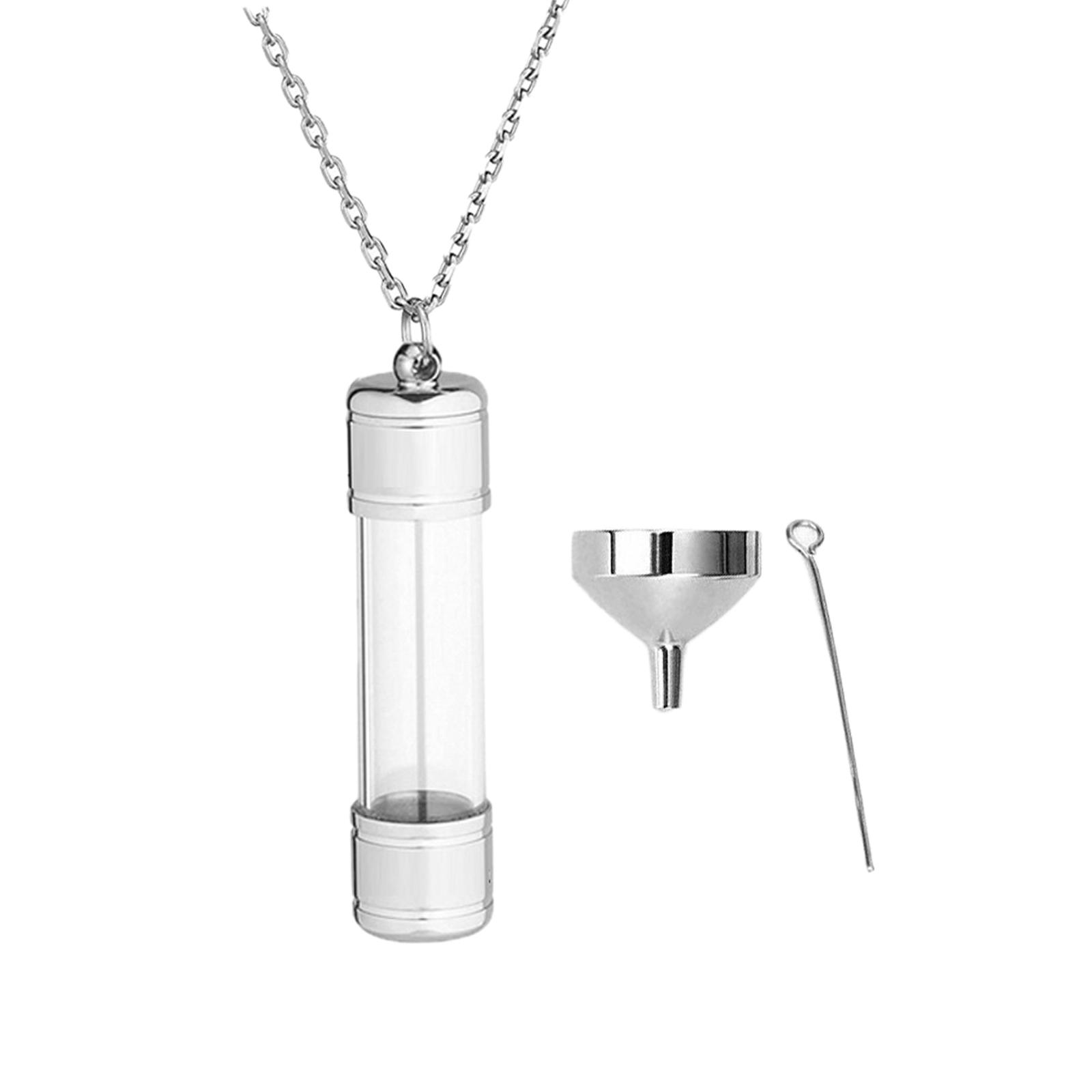 Urn Necklace Stainless Steel Clear Glass Tube for Ashes Anniversaries Human