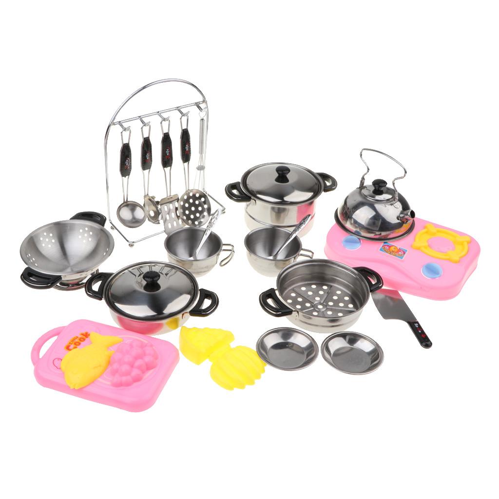 27Pcs Kids Kitchenware Pretend Play Toy Cooking Set Educational Toy Gift