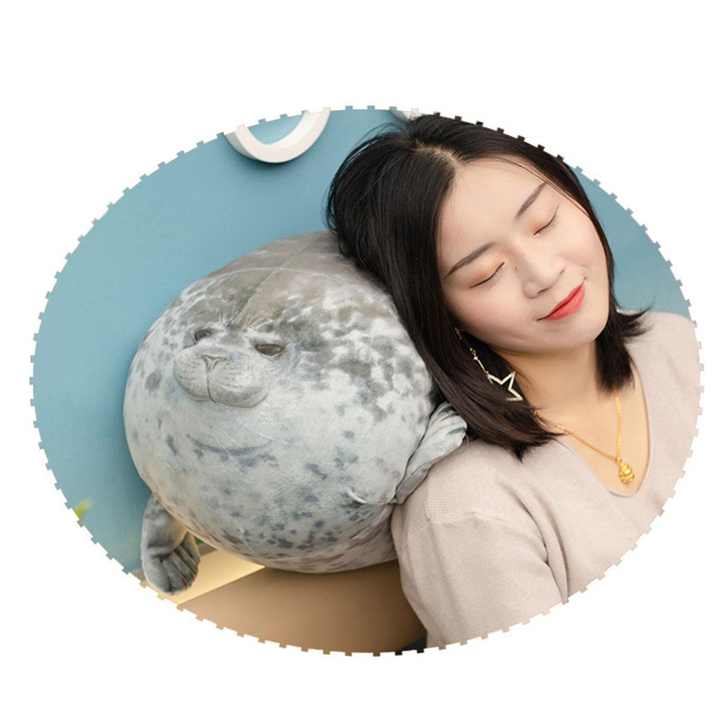 Seal Plush Pillow Toy Soft Hugging Pillow Stuffed Animal Toys Gray  80cm