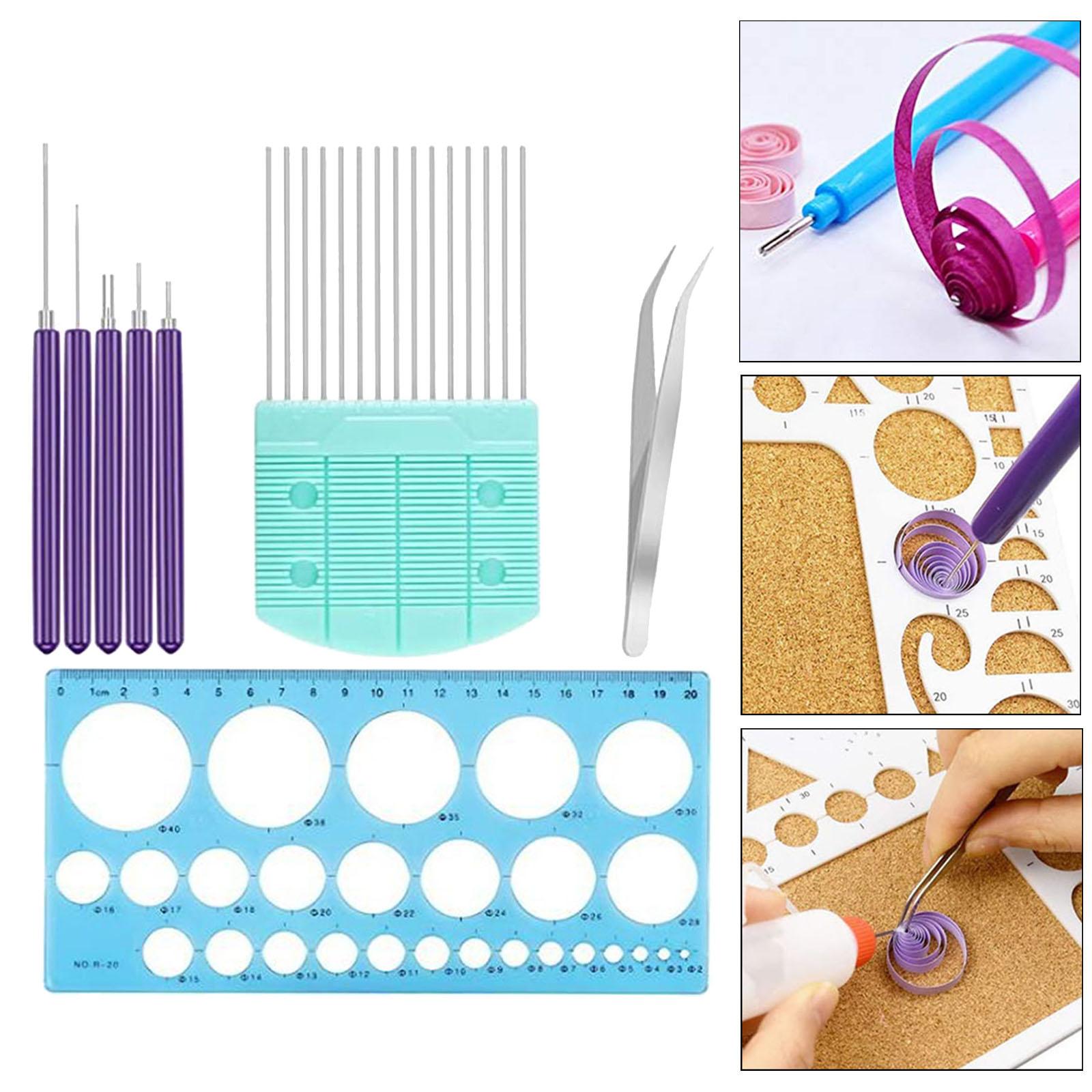 Paper Quilling Tool Slotted Kit DIY Rolling Curling Pen 8Pieces with Comb