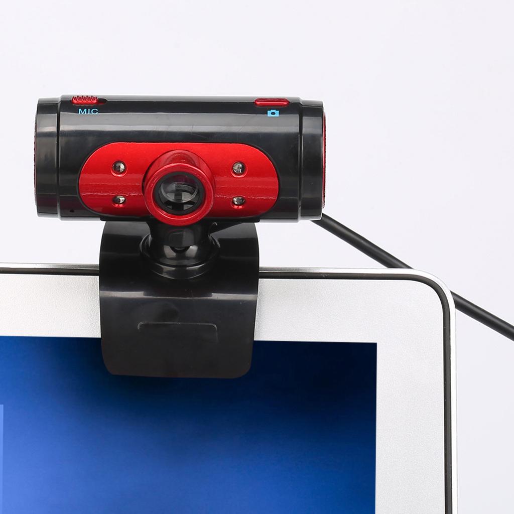 USB2.0 Computer PC Webcam Camera with Microphone Mic Red