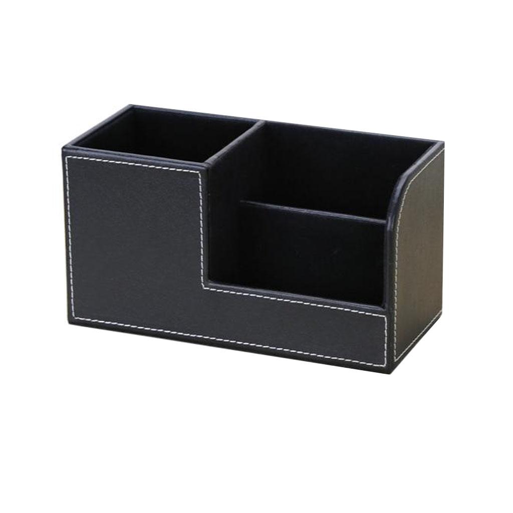 Multi-purpose Desktop Pu Leather storage box Pencils Holder Black