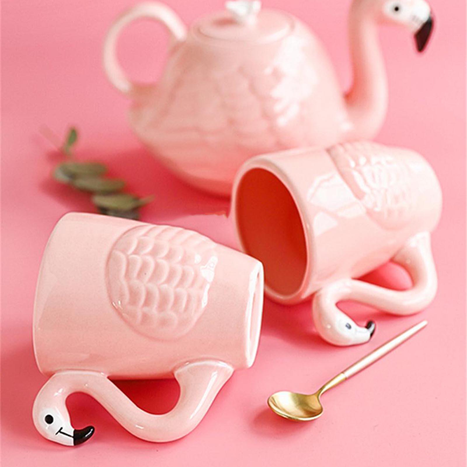 Creative 3D Flamingo Teapot Porcelain Tea Pot for Office Home Restaurant Mug