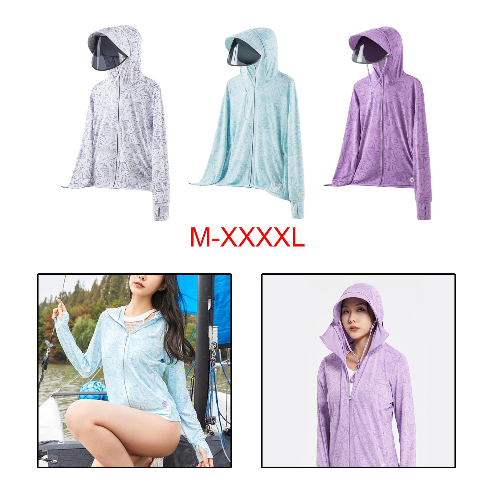 Women Sun Protection Hoodie Sunproof Cooling Shirt for Running Summer Riding M White