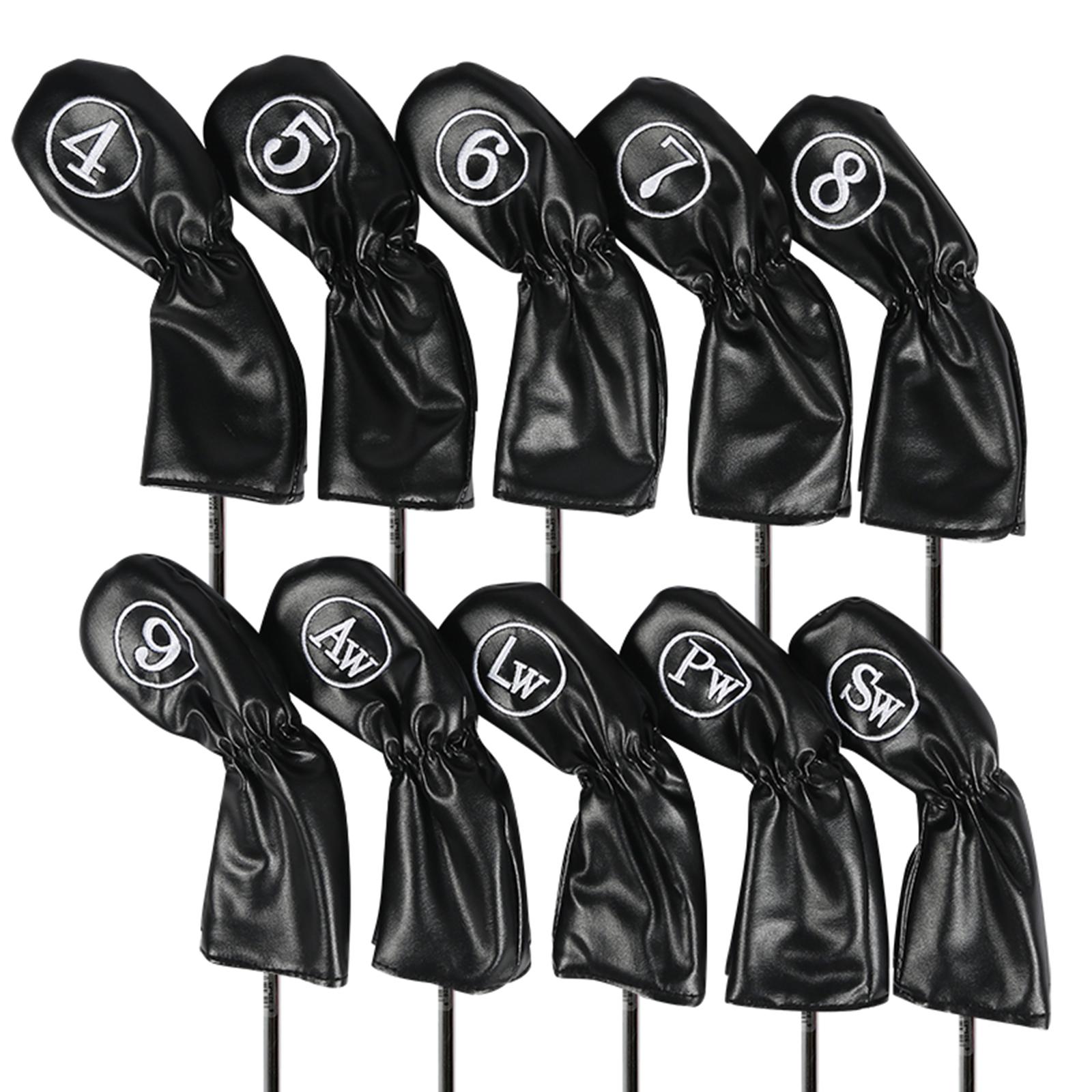 10Pcs Golf Iron Covers Set Embroidered Cover Wrap Socks Golf Club Headcovers