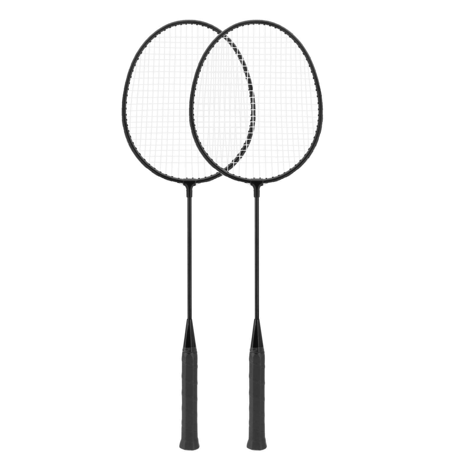 2Pcs Badminton Rackets with 3 Nylon Balls Family Training Badminton Racquets Black