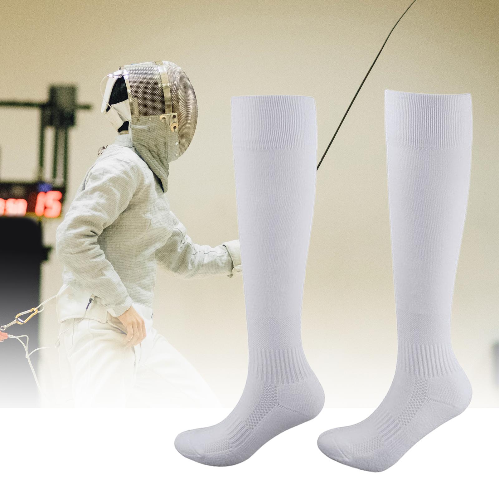 Fencing Socks Unisex Stretchy Unisex Fencing Stockings for Girls Adult XS White 