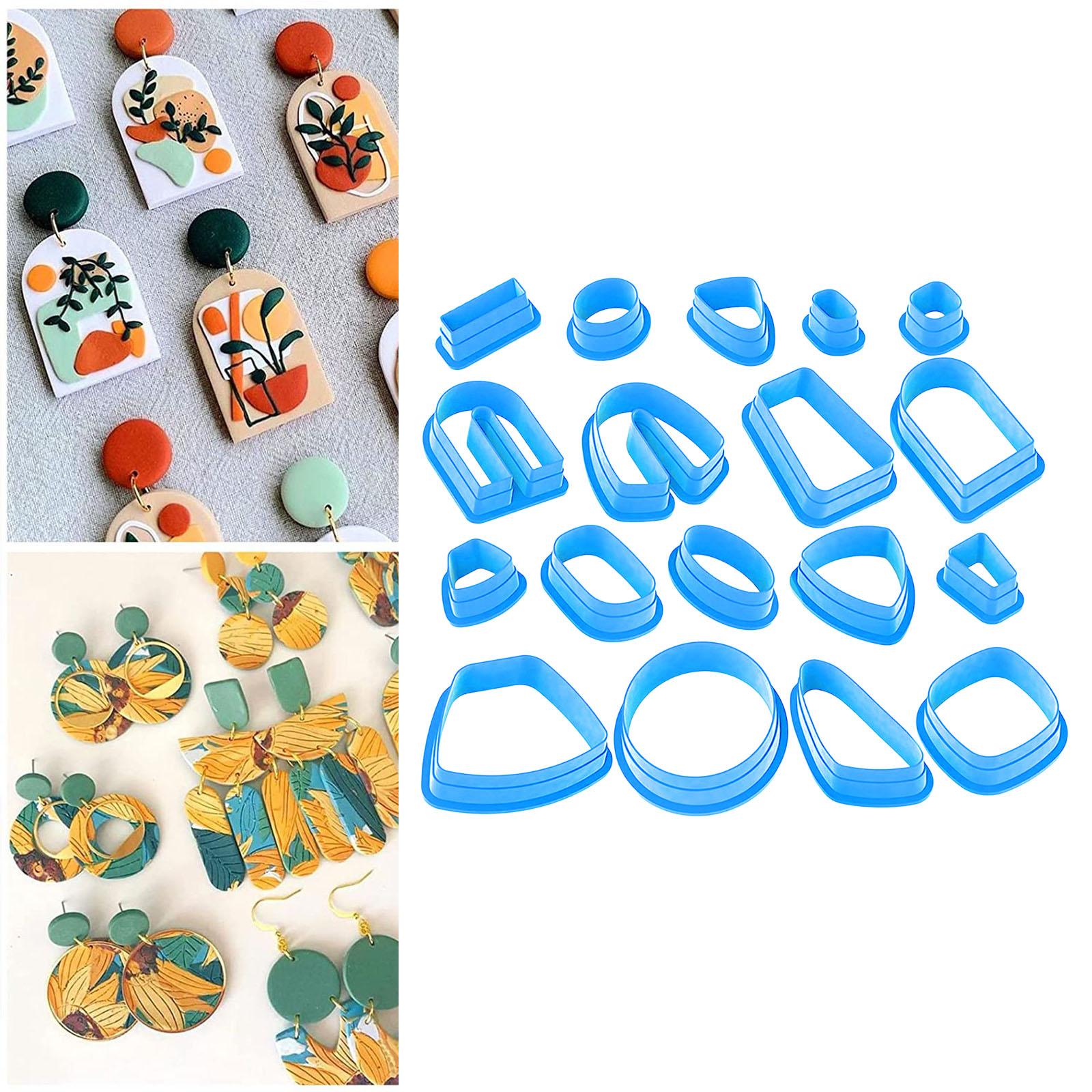 18 Pieces Plastic Polymer Clay Cutters Earring Making Kit Shapes Kids Molds