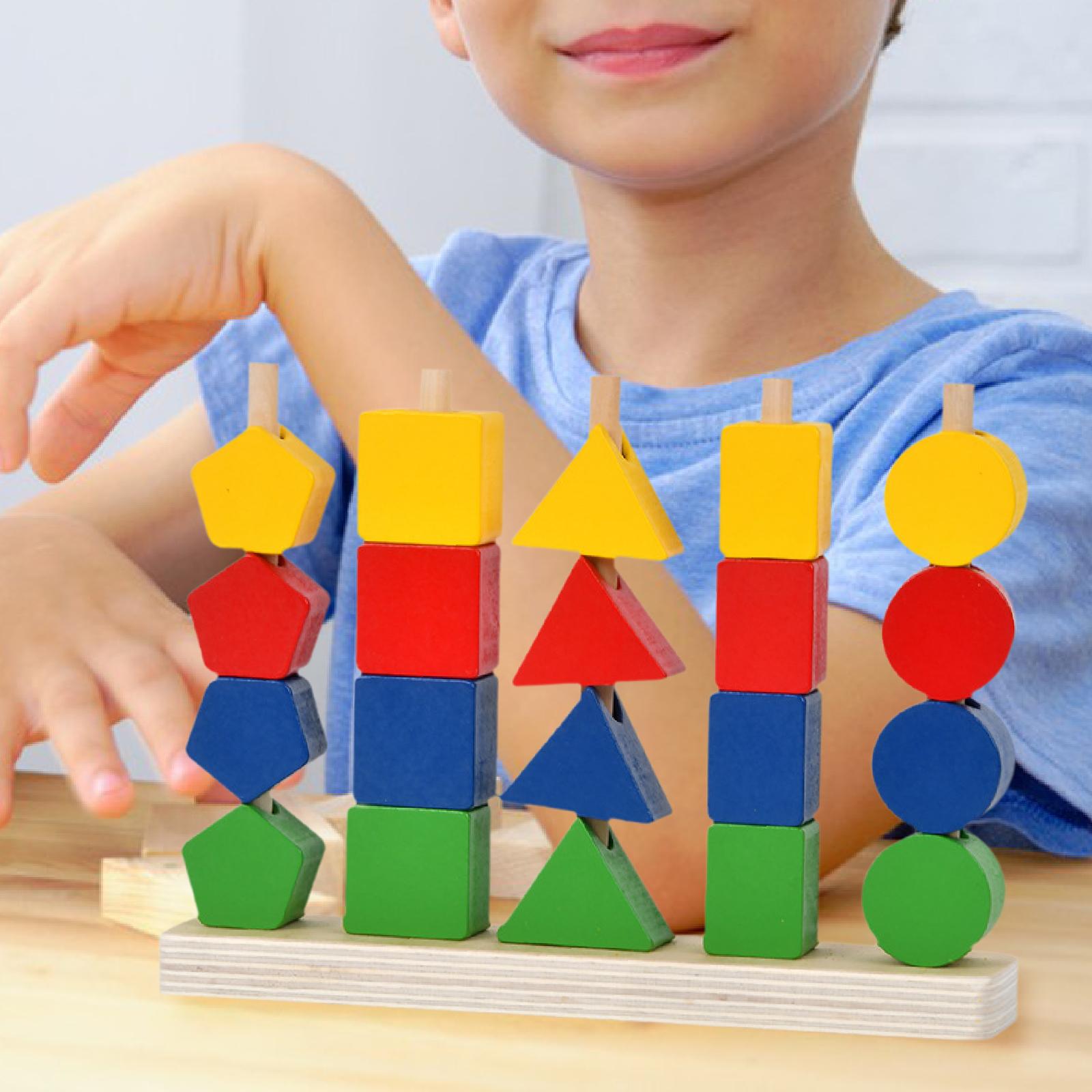 Montessori Toys Set Learning Activities Playing Wooden Beads Sequencing Toys