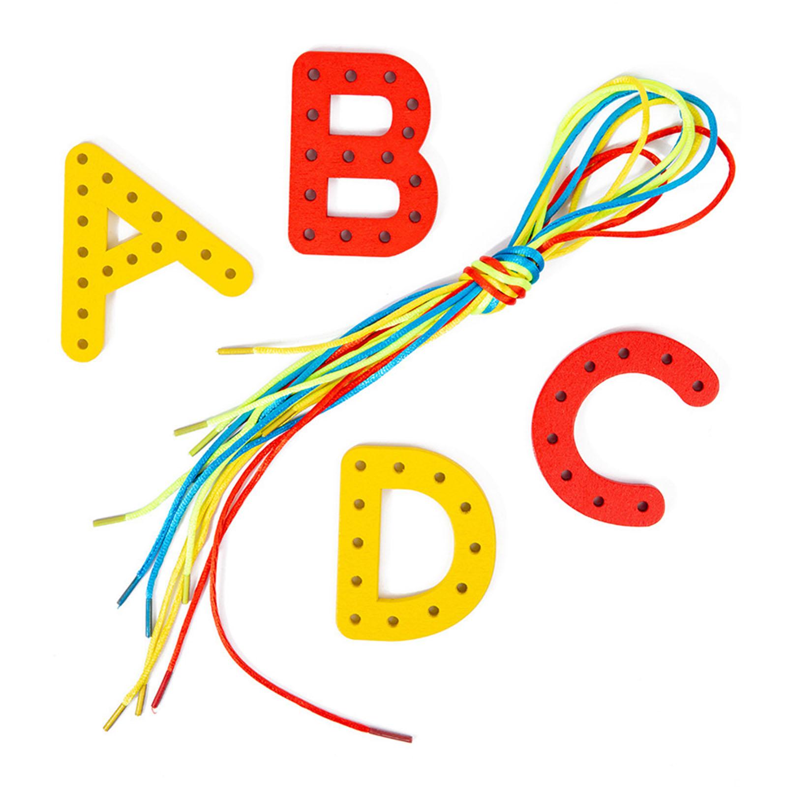 Wooden Lacing Toy Educational Preschool Development Toys Wood Lacing Abc Toy