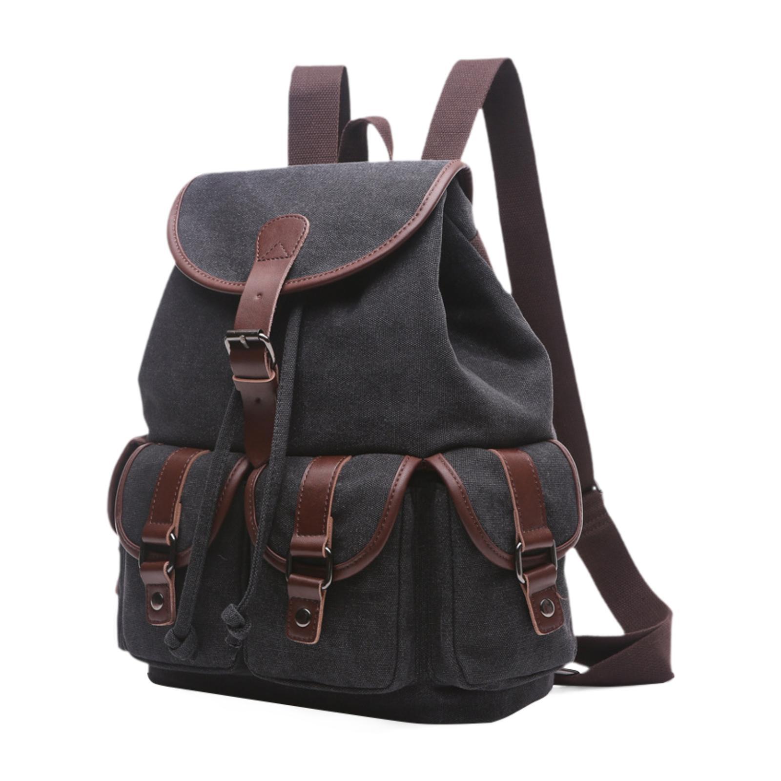 Canvas Backpack Schoolbag Back Pack Ladies for Girls School Backpack Black