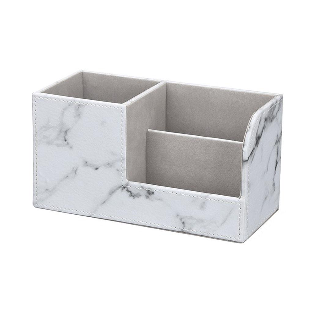 Multi-purpose Desktop Pu Leather storage box Pencils Holder Moonlight Silver