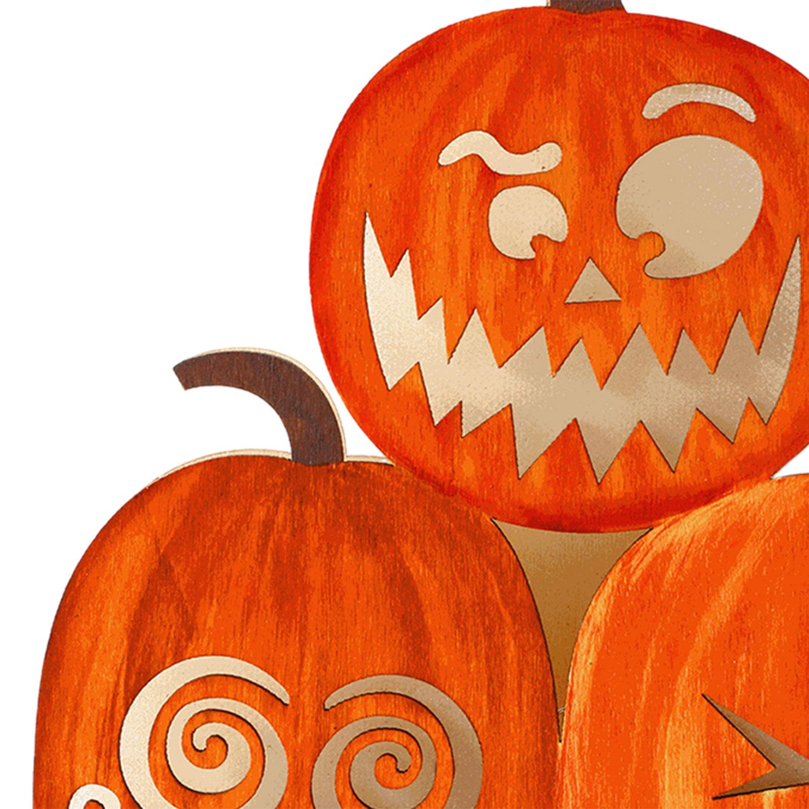 Halloween Sign Light up Wood Pumpkin Ornament for Tabletop Shelves Versatile