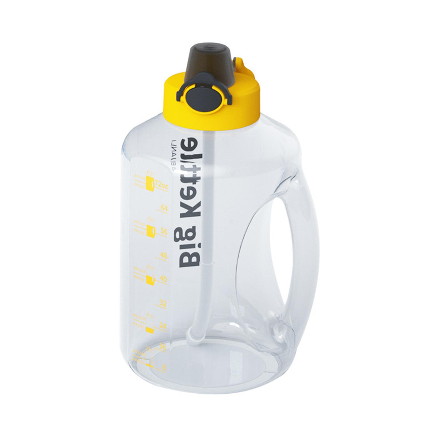 Plastic BPA Free Water Bottle Time Reminder Jug for Sports Outdoor Activity Yellow