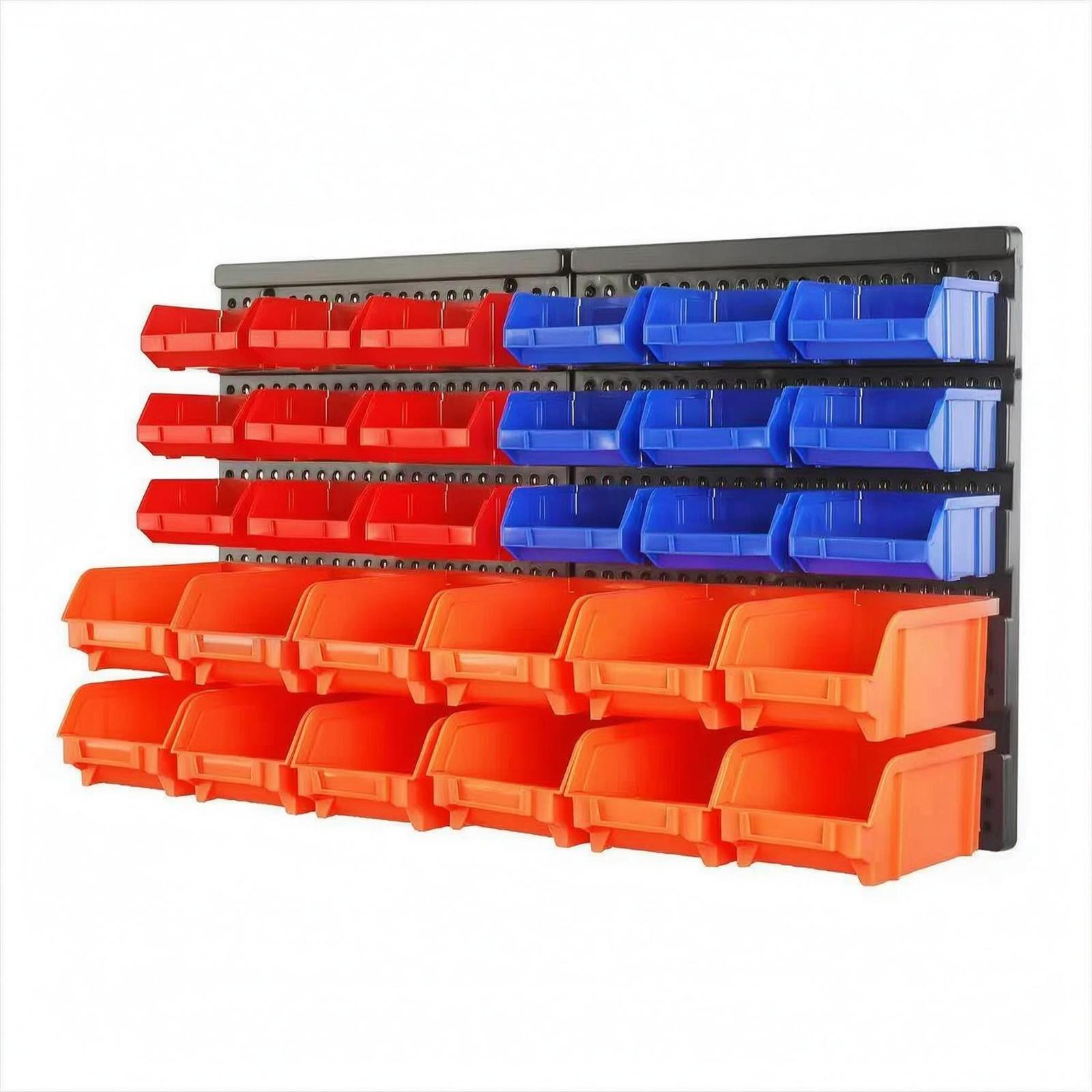 Wall-Mounted Hardware Storage Organizer Molded Side Lips Perforated Pegboard Organizer Open-Top Storage Bin Rack