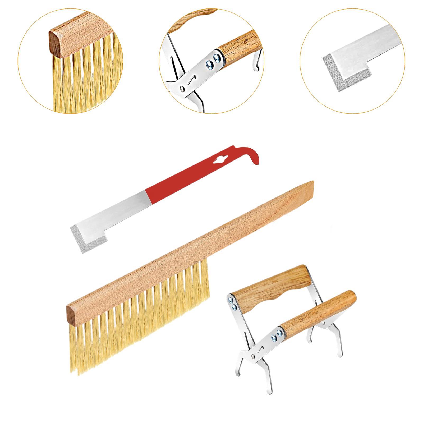 3x Bee Hive Tools Bee Hive Brush Wooden Handle Beekeeping Supplies Equipment