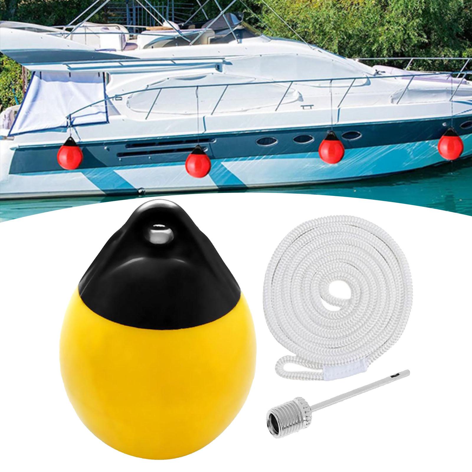 Boat Fender Ball Dock Edge Docking Anchor Buoy for Yacht Sailboats Row Boats Yellow White Rope