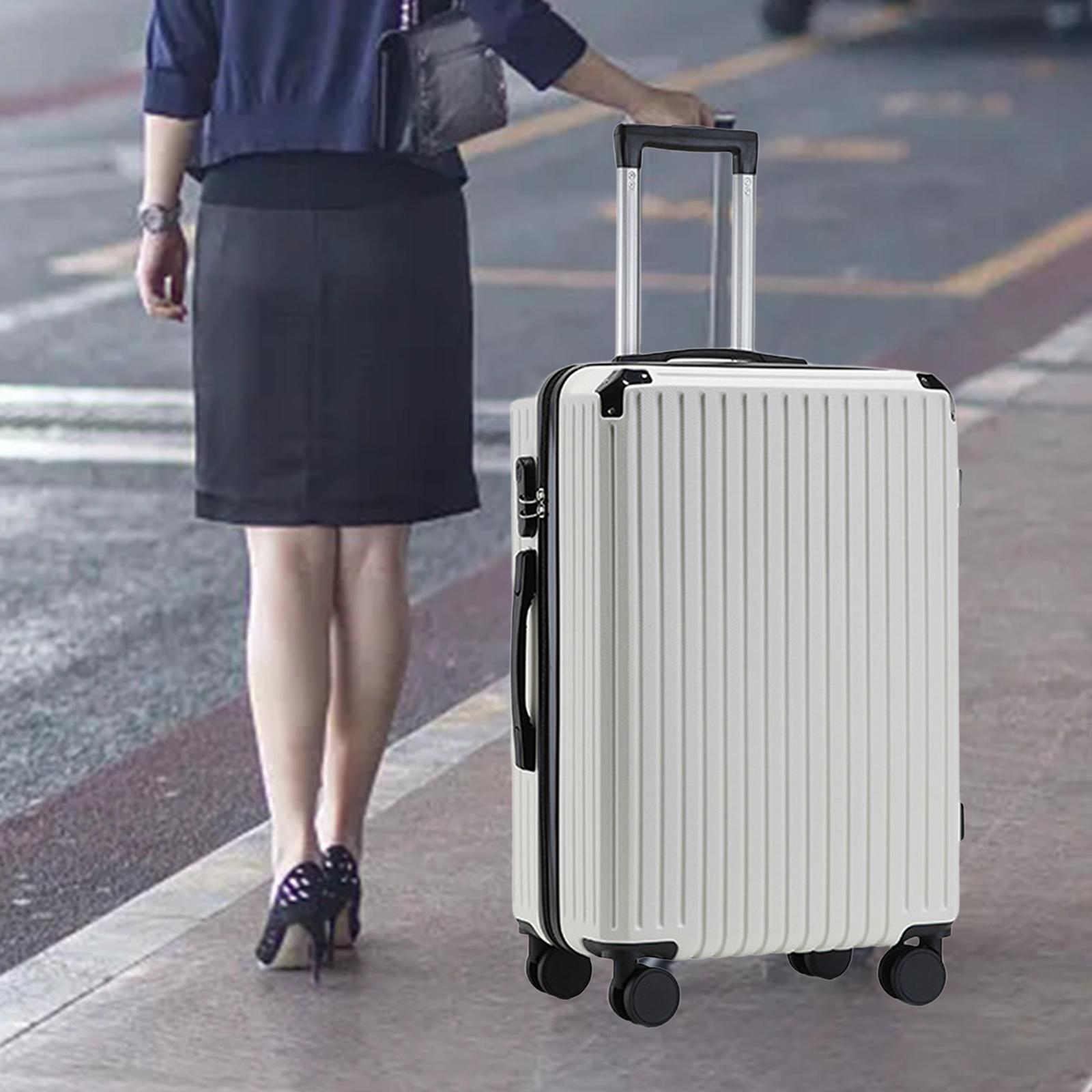 Hardshell Luggage Case Rolling Modern Suitcase for Business Trip Men White