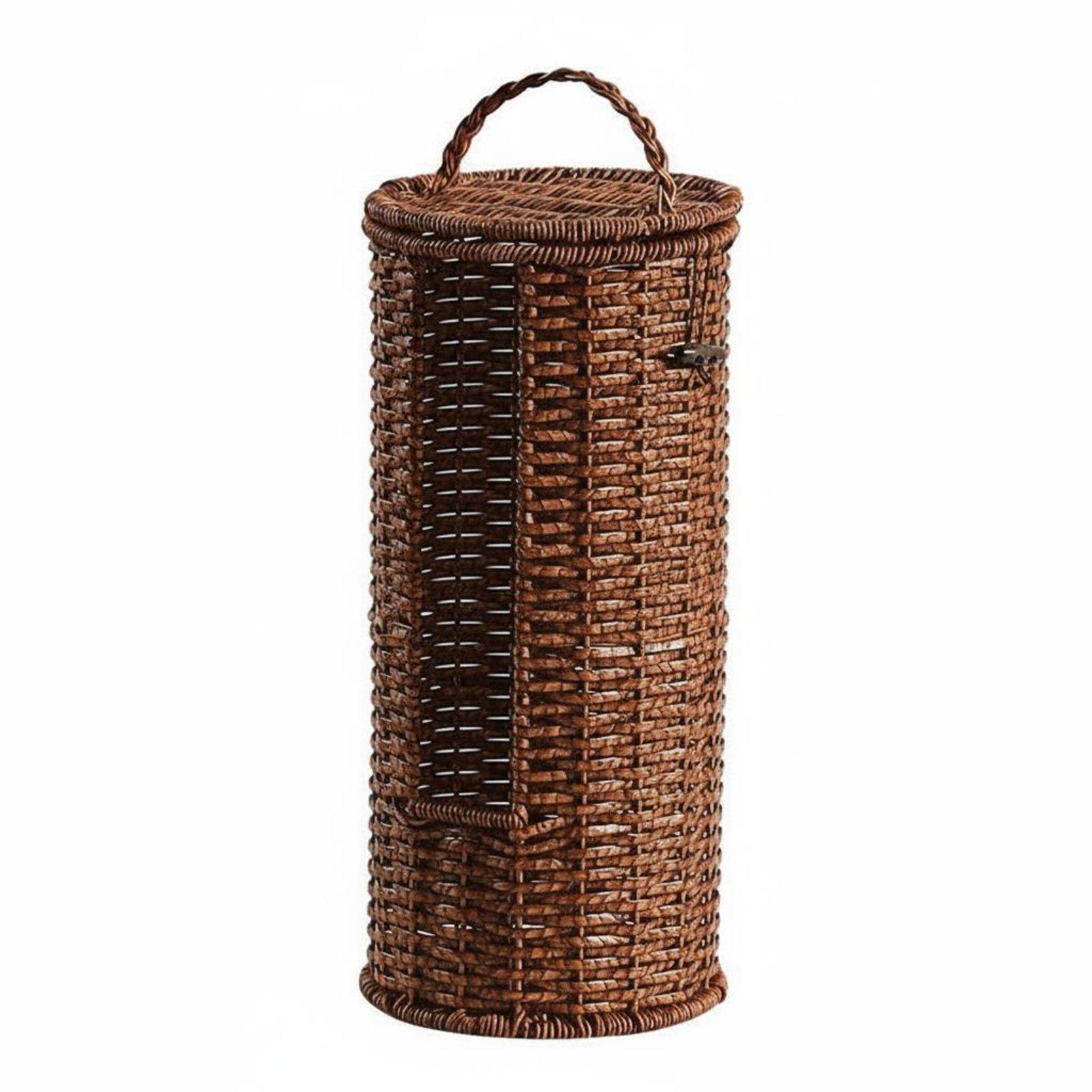 Toilet Paper Holder Rattan Design Walnut